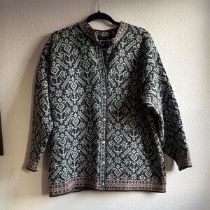 Dale of Norway Wool Green and White Patterned Sweater